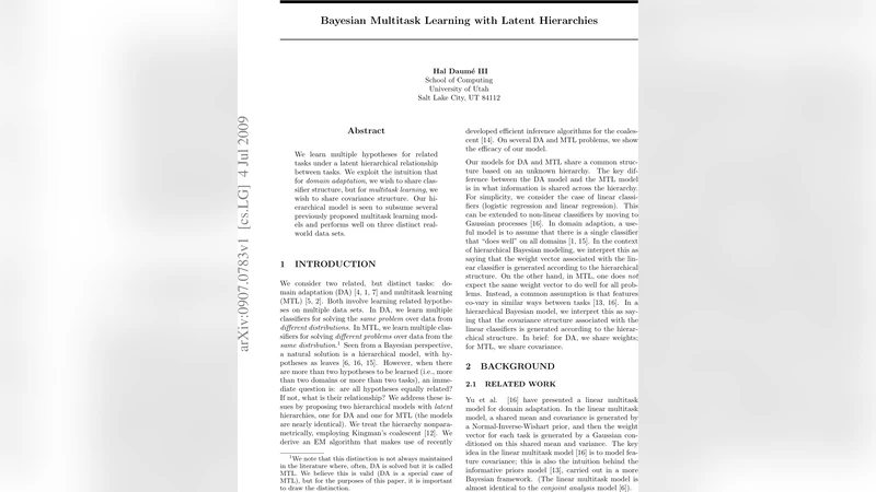 Bayesian Multitask Learning with Latent Hierarchies