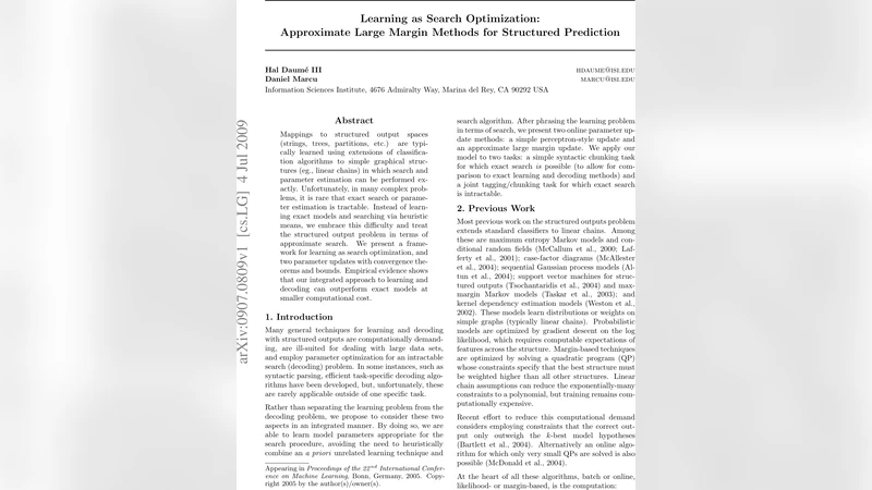 Learning as Search Optimization: Approximate Large Margin Methods for   Structured Prediction