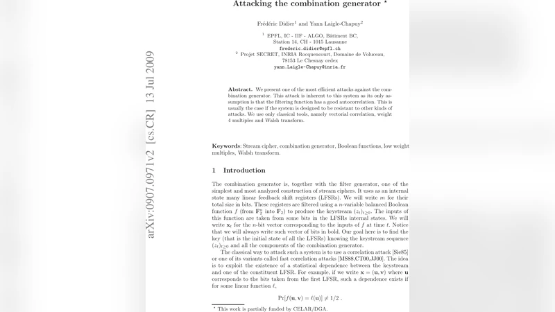 Attacking the combination generator