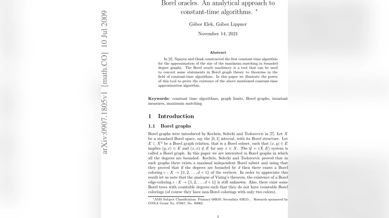 Borel oracles. An analytical approach to constant-time algorithms