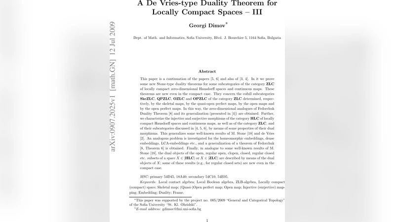 A De Vries-type Duality Theorem for Locally Compact Spaces -- III