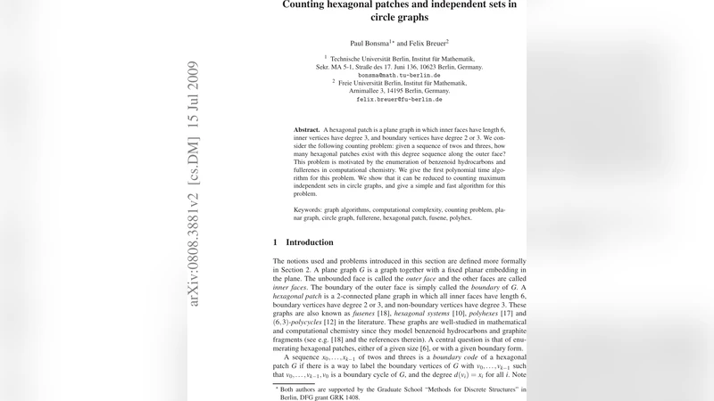 Counting Hexagonal Patches and Independent Sets in Circle Graphs