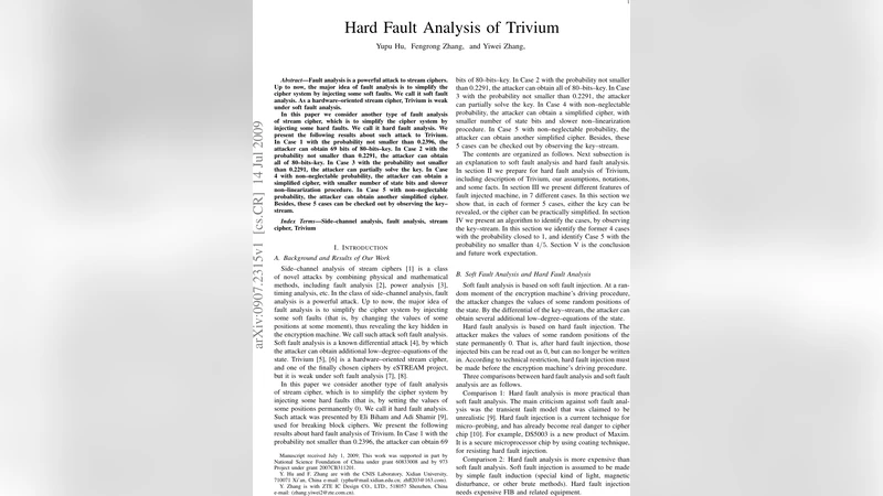 Hard Fault Analysis of Trivium