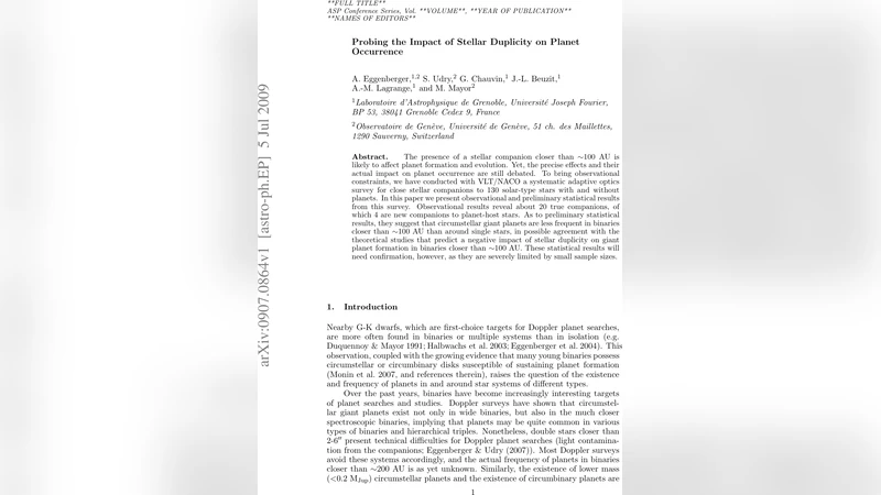Probing the Impact of Stellar Duplicity on Planet Occurrence