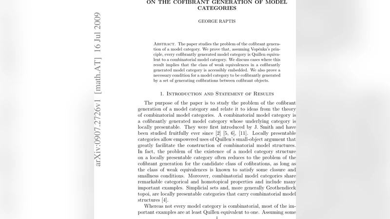 On the Cofibrant Generation of Model Categories