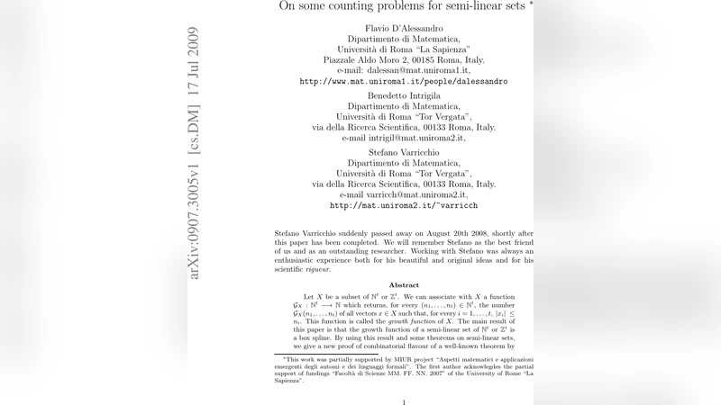 On some counting problems for semi-linear sets
