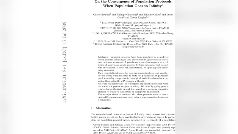 On the Convergence of Population Protocols When Population Goes to   Infinity