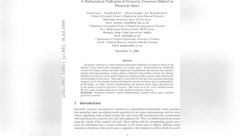 A Mathematical Unification of Geometric Crossovers Defined on Phenotype   Space