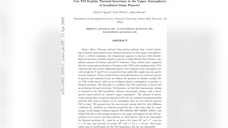 Can TiO Explain Thermal Inversions in the Upper Atmospheres of   Irradiated Giant Planets?