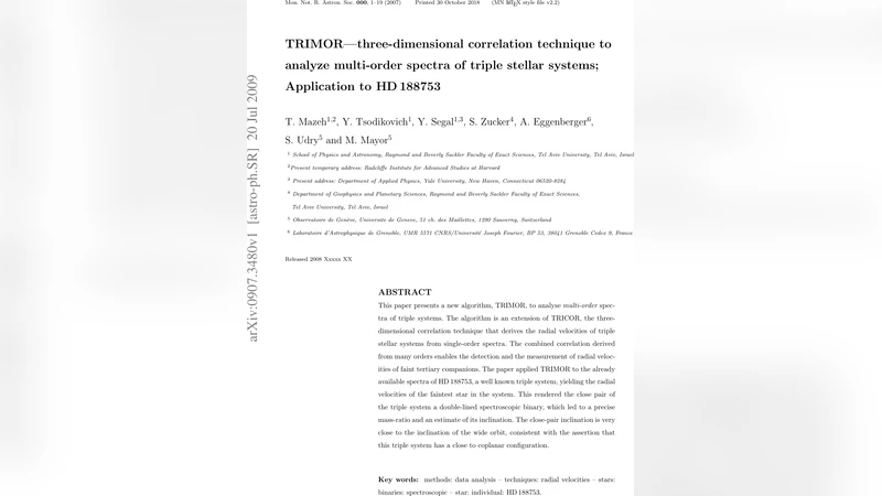 TRIMOR - three-dimensional correlation technique to analyze multi-order   spectra of triple stellar systems; Application to HD188753