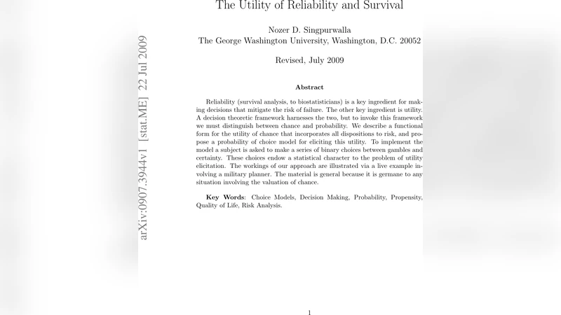 The Utility of Reliability and Survival