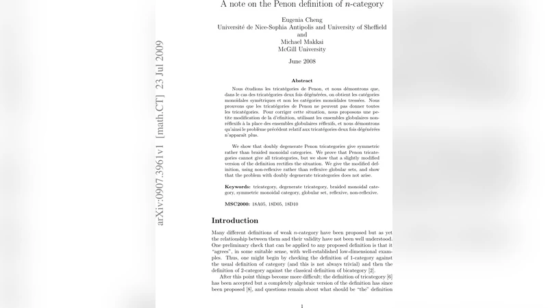 A note on the Penon definition of $n$-category