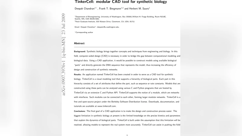 TinkerCell: Modular CAD Tool for Synthetic Biology