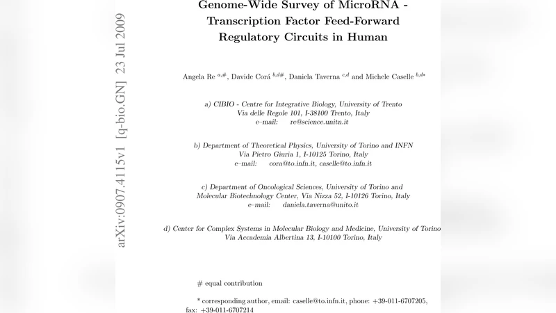 Genome-Wide Survey of MicroRNA - Transcription Factor Feed-Forward   Regulatory Circuits in Human