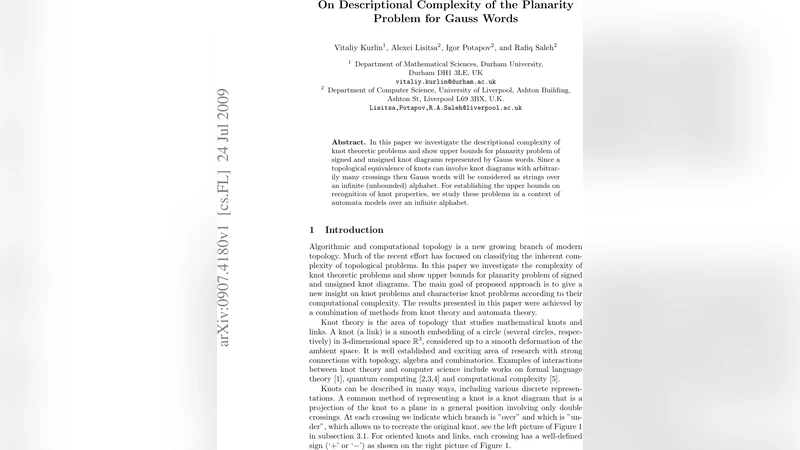 On Descriptional Complexity of the Planarity Problem for Gauss Words