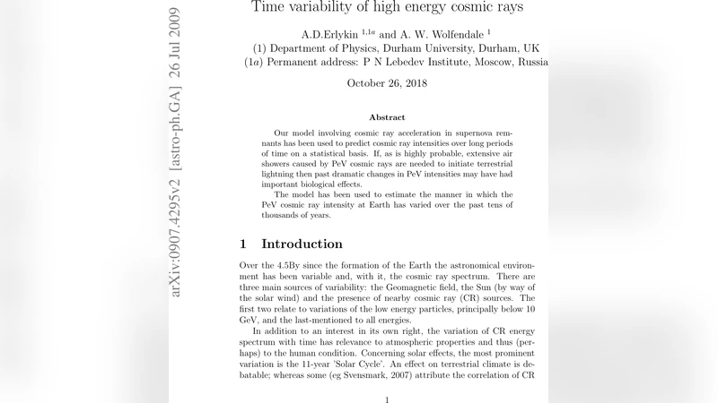 Time variability of high energy cosmic rays