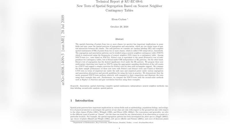New Tests of Spatial Segregation Based on Nearest Neighbor Contingency   Tables