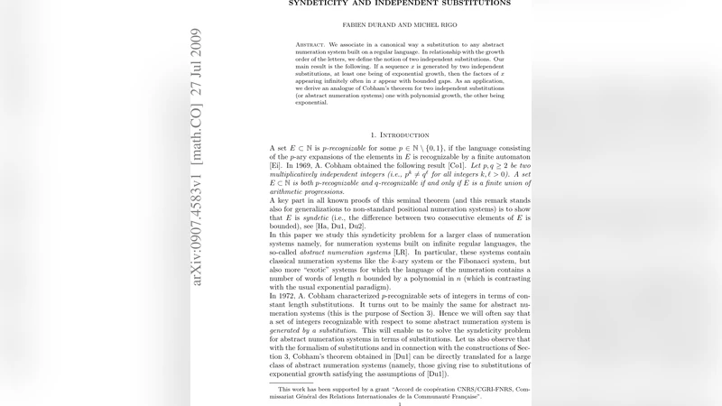 Syndeticity and independent substitutions