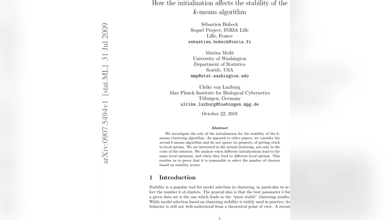 How the initialization affects the stability of the k-means algorithm