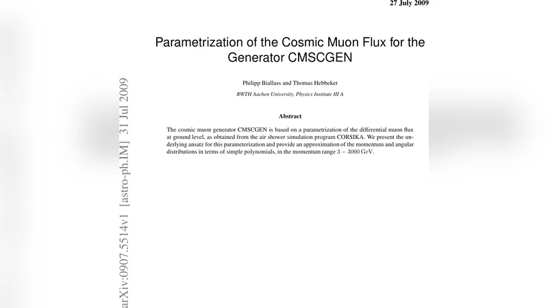 Parametrization of the Cosmic Muon Flux for the Generator CMSCGEN