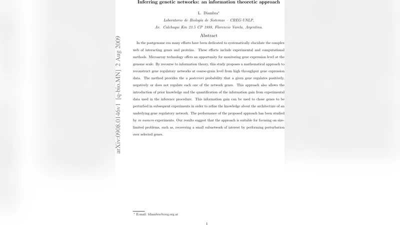 Inferring genetic networks: An information theoretic approach