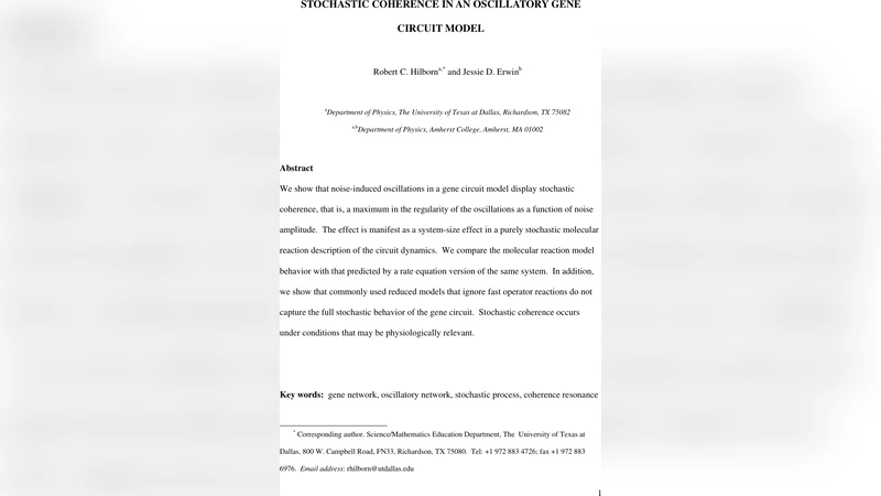 Stochastic Coherence in an Oscillatory Gene Circuit Model