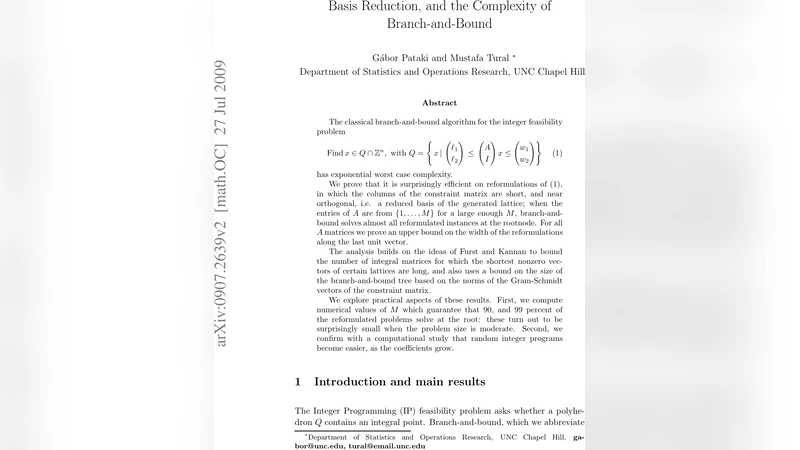 Basis Reduction, and the Complexity of Branch-and-Bound