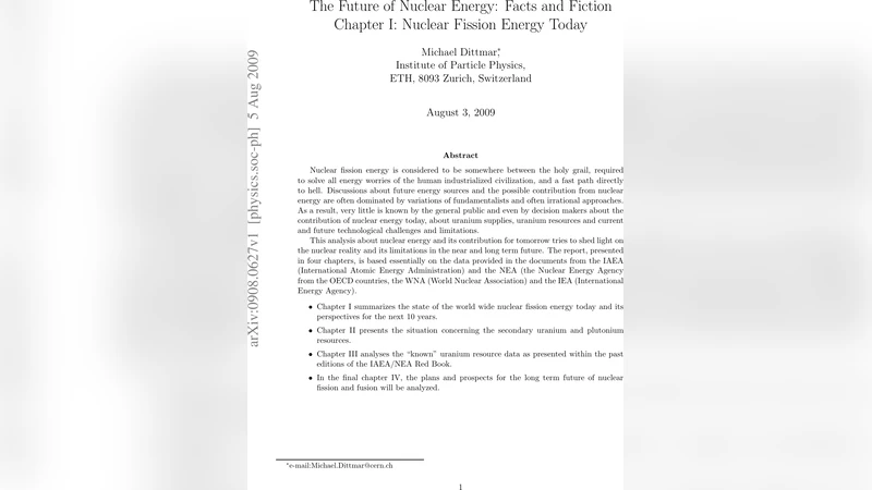 The Future of Nuclear Energy: Facts and Fiction Chapter I: Nuclear   Fission Energy Today