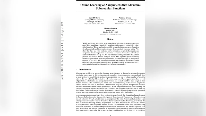 Online Learning of Assignments that Maximize Submodular Functions