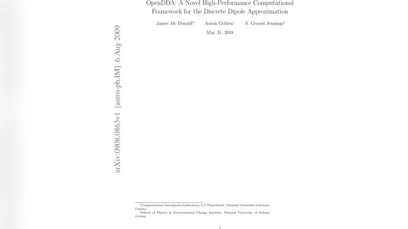 Opendda: a Novel High-Performance Computational Framework for the   Discrete Dipole Approximation