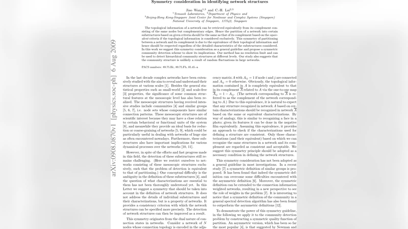 Symmetry consideration in identifying network structures