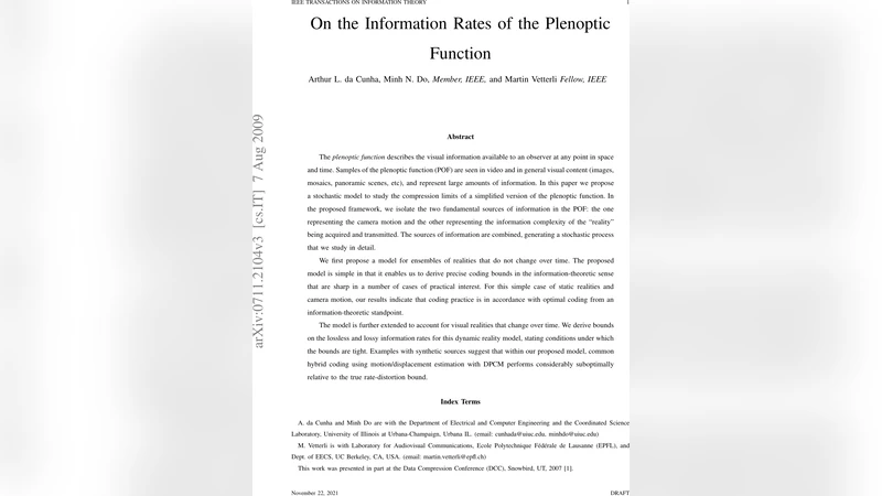 On the Information Rates of the Plenoptic Function
