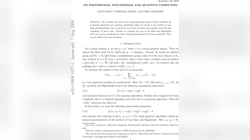 On exponential polynomials and quantum computing