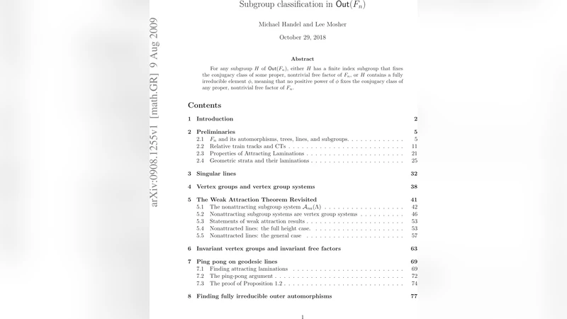 Subgroup classification in Out(F_n)