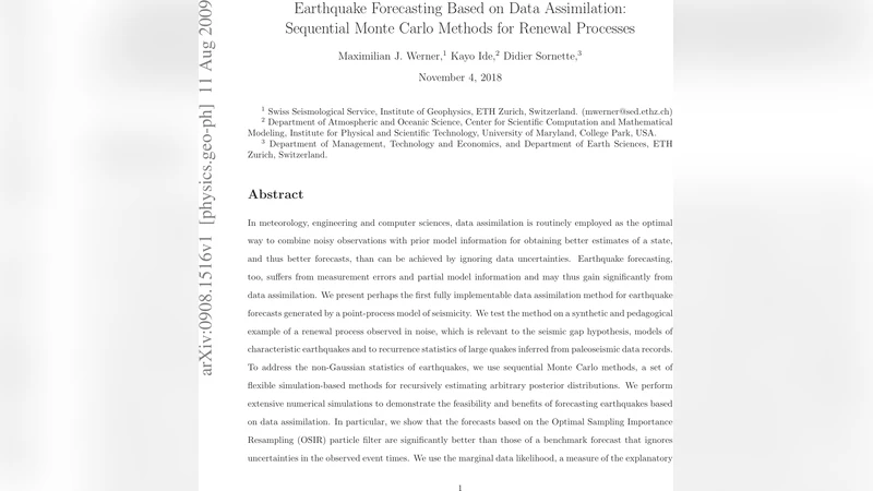 Earthquake Forecasting Based on Data Assimilation: Sequential Monte   Carlo Methods for Renewal Processes