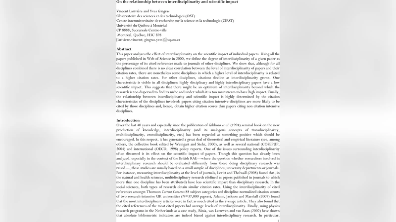 On the relationship between interdisciplinarity and scientific impact