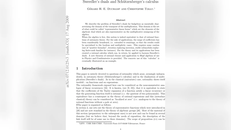 Sweedlers duals and Sch"utzenbergers calculus