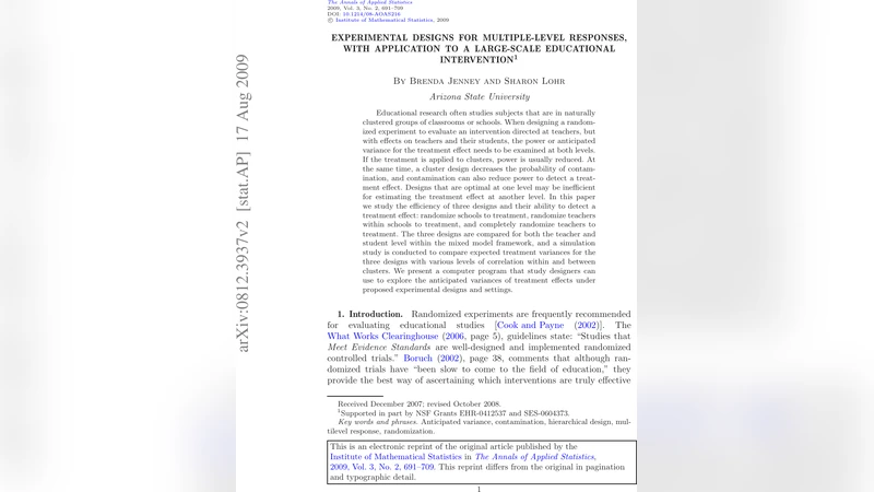 Experimental designs for multiple-level responses, with application to a   large-scale educational intervention