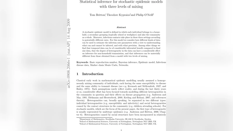 Statistical inference for stochastic epidemic models with three levels   of mixing