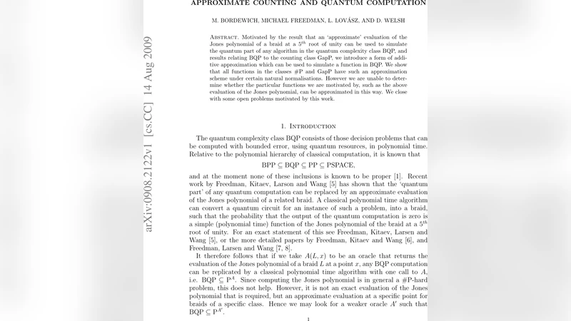 Approximate Counting and Quantum Computation