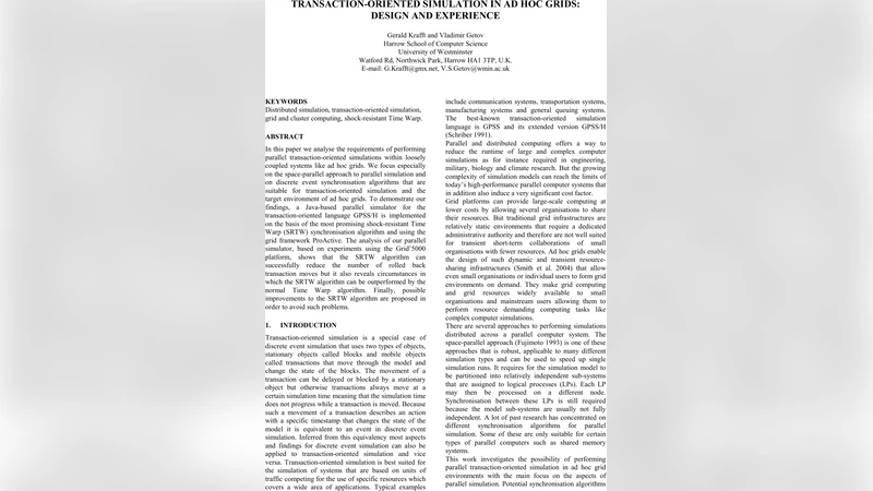 Transaction-Oriented Simulation In Ad Hoc Grids: Design and Experience