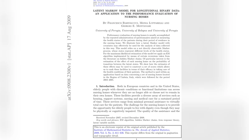 Latent Markov model for longitudinal binary data: An application to the   performance evaluation of nursing homes