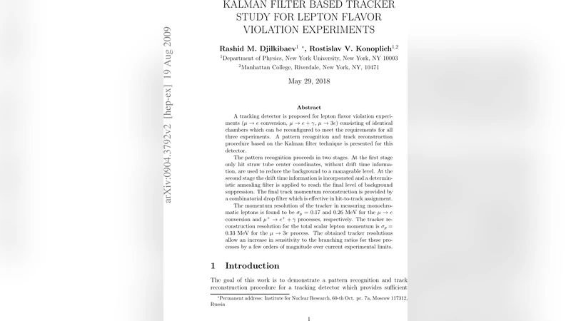 Kalman filter based tracker study for lepton flavor violation   experiments