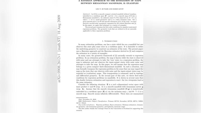 A bayesian approach to the estimation of maps between riemannian   manifolds, II: examples