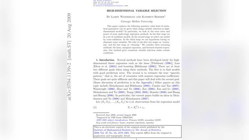 High-dimensional variable selection