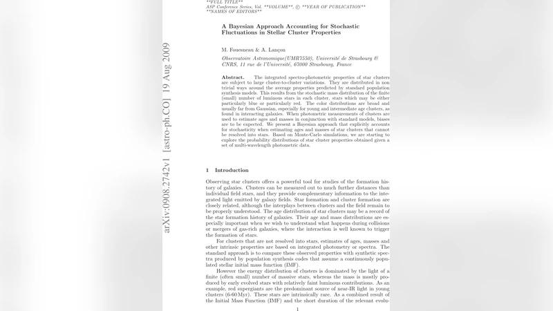 A Bayesian Approach Accounting for Stochastic Fluctuations in Stellar   Cluster Properties