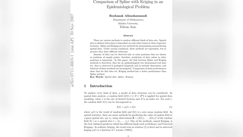 Comparison of Spline with Kriging in an Epidemiological Problem