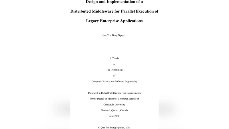 Design and Implementation of a Distributed Middleware for Parallel   Execution of Legacy Enterprise Applications