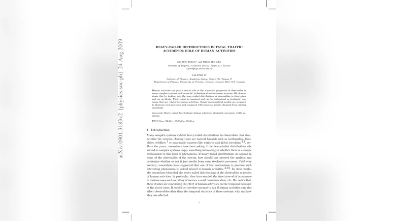 Heavy-tailed distributions in fatal traffic accidents: role of human   activities