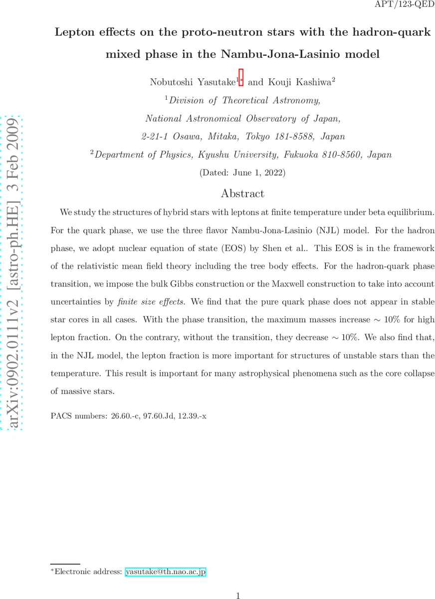 Lepton effects on the proto-neutron stars with the hadron-quark mixed   phase in the Nambu-Jona-Lasinio model